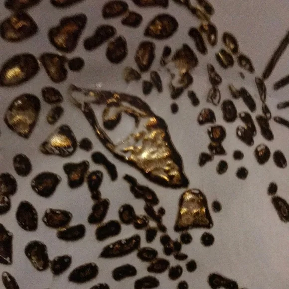 Arda Turkish Handpainted Huge Leopard Plate/Decor